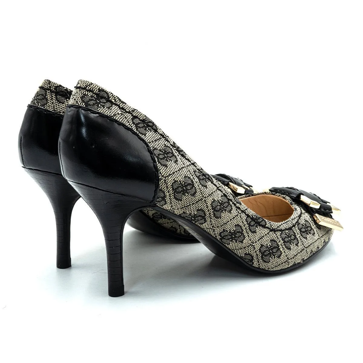 Guess Signature Pump High-Heel Shoes Fabric Black Colour For Women