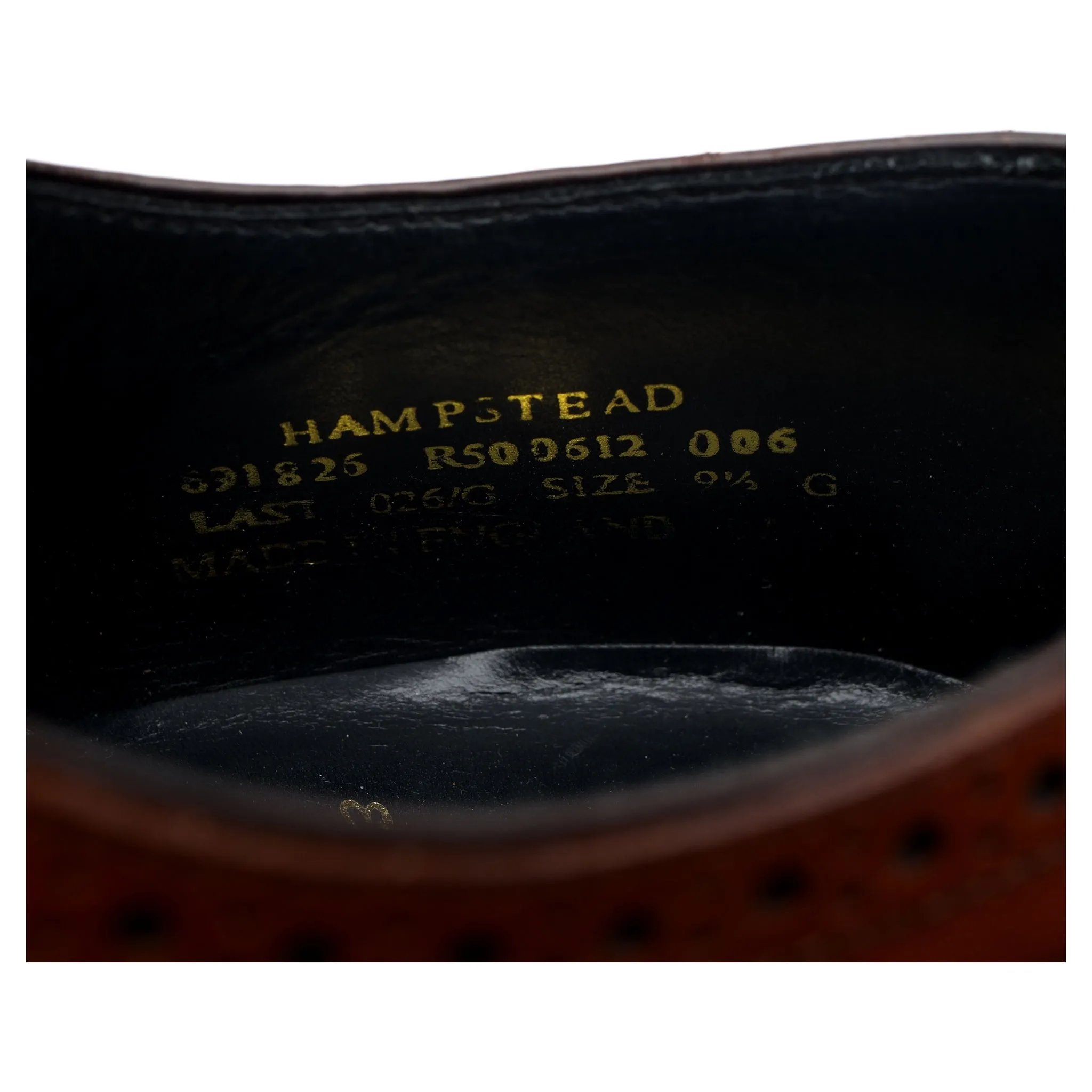 'Hampstead' Tan Brown Leather Oxford Brogues UK 9.5 G