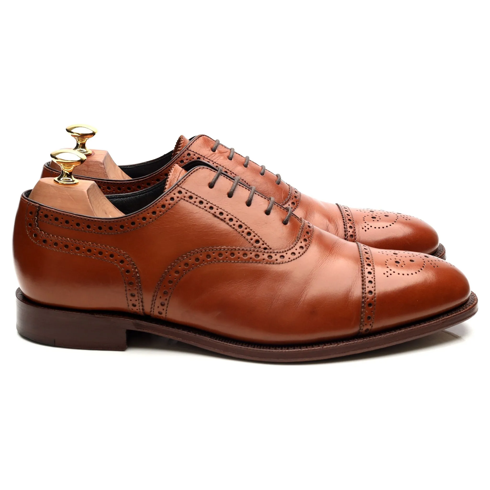 'Hampstead' Tan Brown Leather Oxford Brogues UK 9.5 G