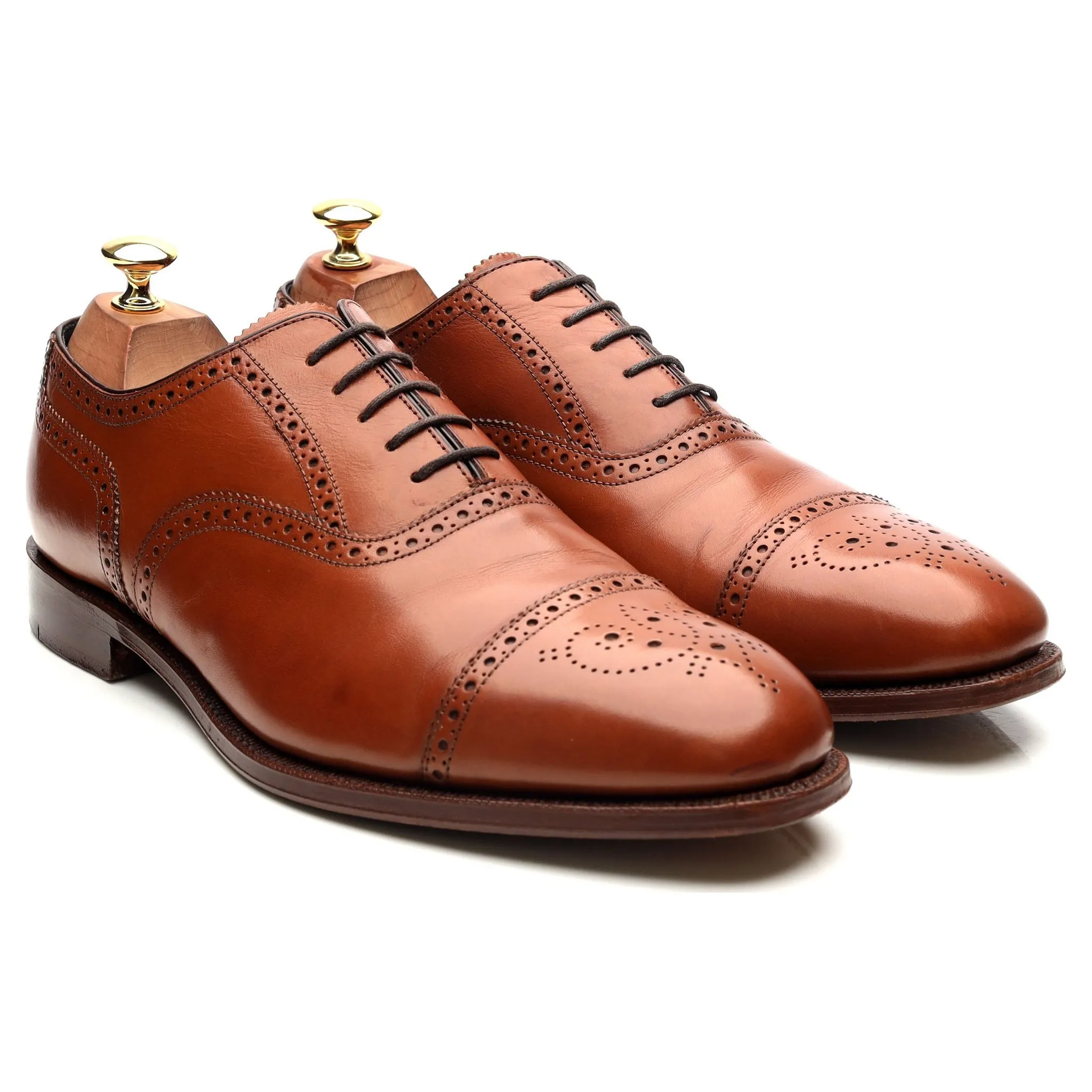 'Hampstead' Tan Brown Leather Oxford Brogues UK 9.5 G