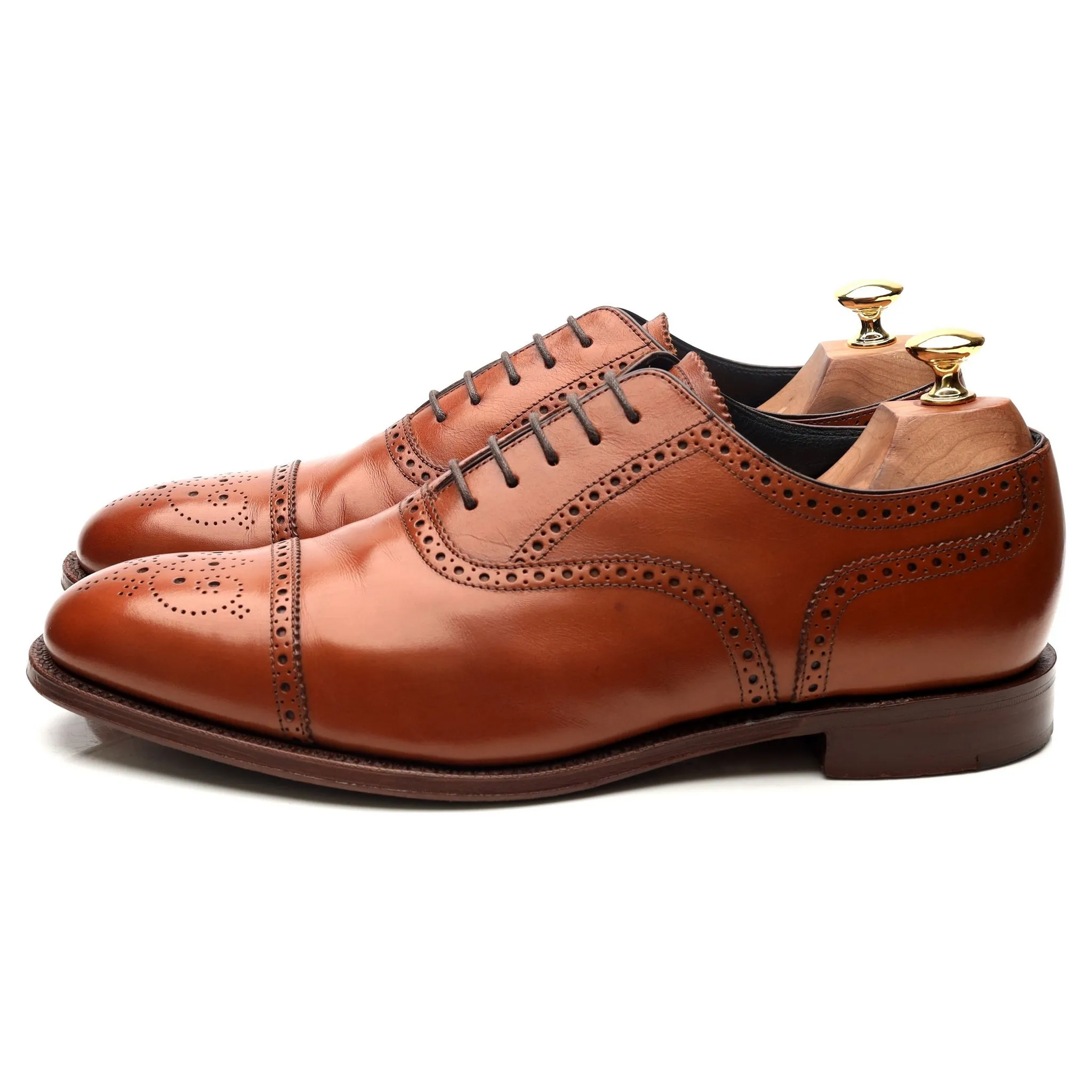 'Hampstead' Tan Brown Leather Oxford Brogues UK 9.5 G