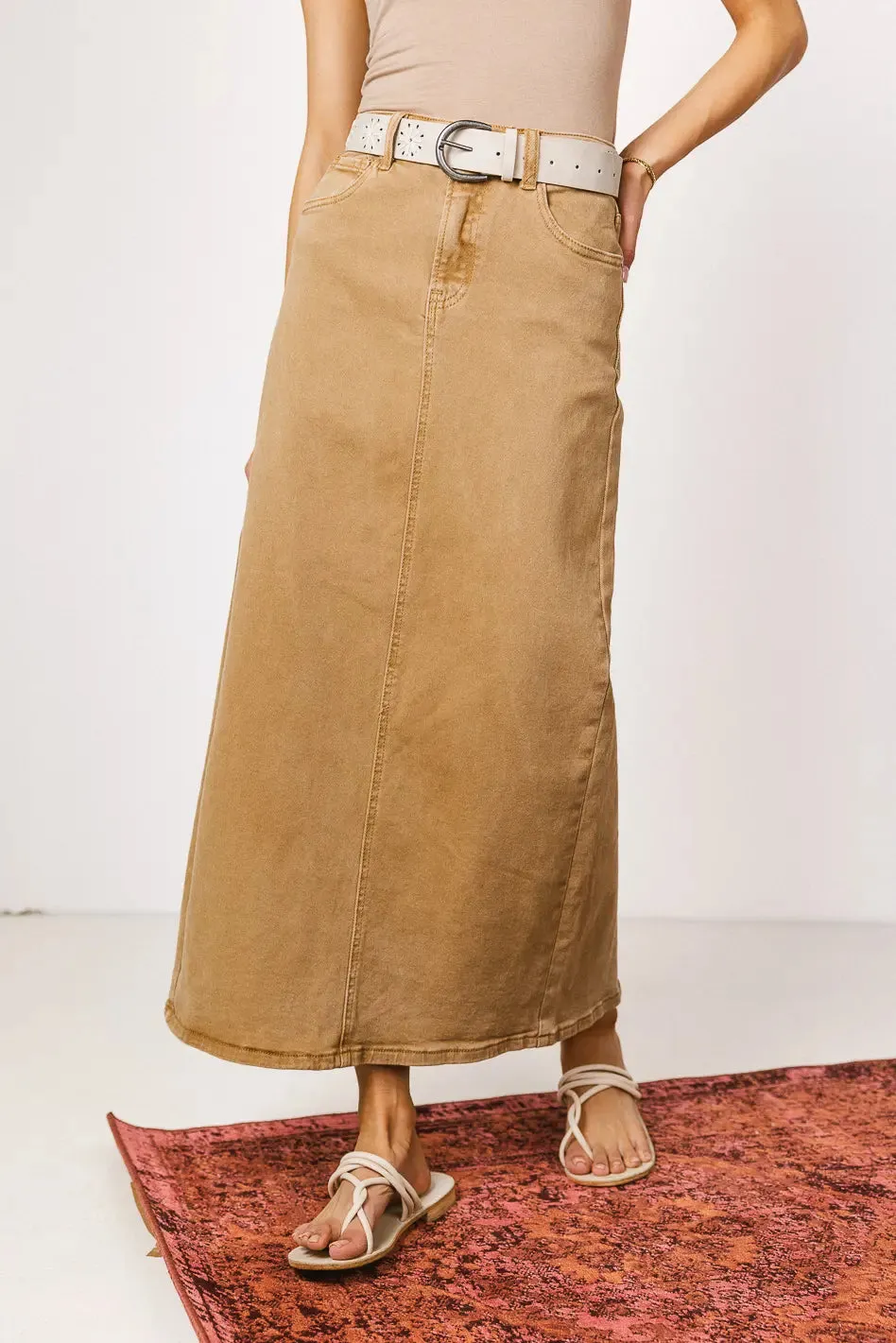 Harley Denim Midi Skirt in Mocha