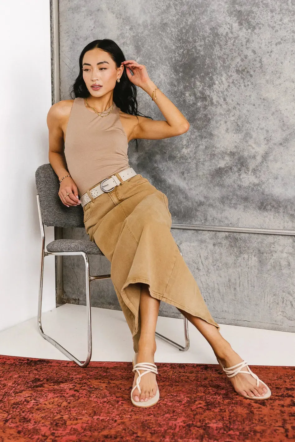 Harley Denim Midi Skirt in Mocha