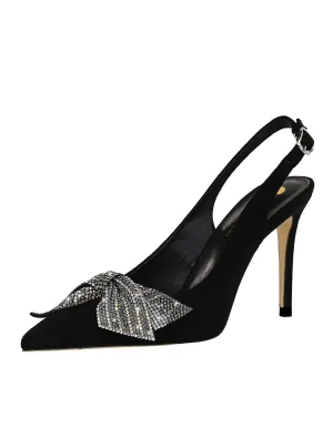 Hollow-out Rhinestone Shallow-mouth Tip Shoes