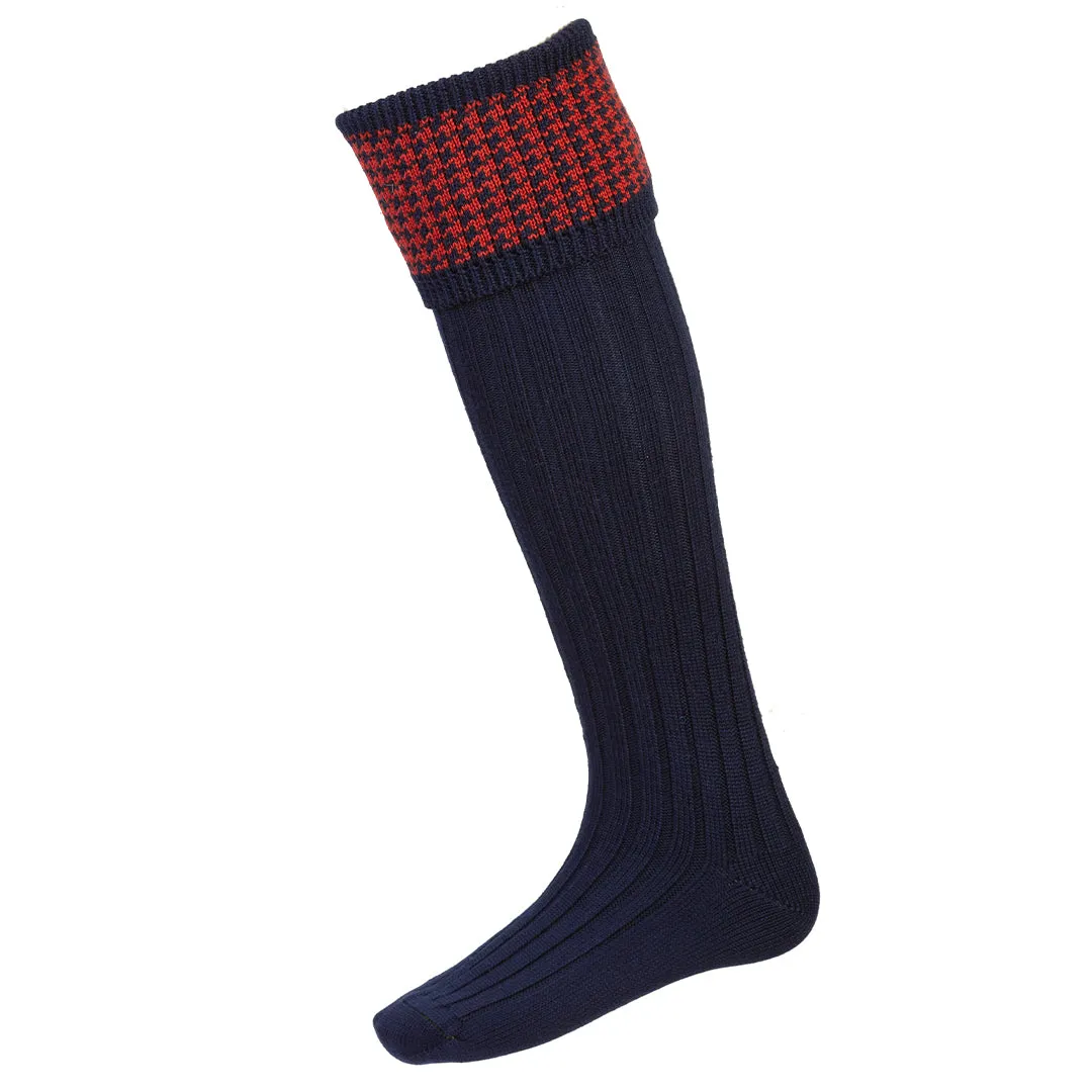 Houndstooth Sock - Navy by House of Cheviot