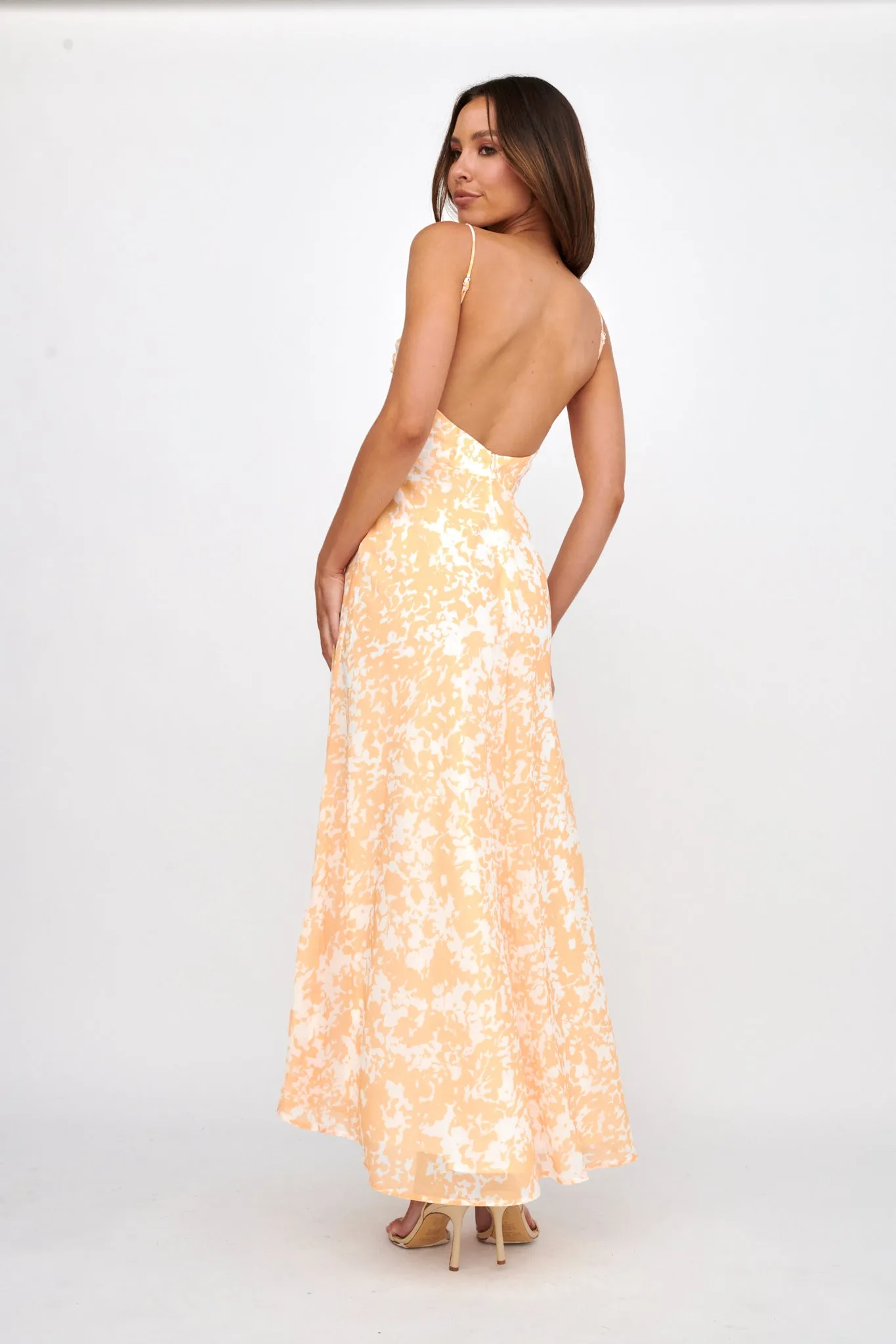 Huda U-Wire Bust Low Back Maxi Dress Yellow