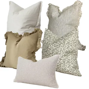 Isabelle's Olive & Cream Cushion Set of 5