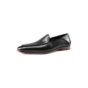 Italian Class Embossed Leather Formal Slip-On Brogues