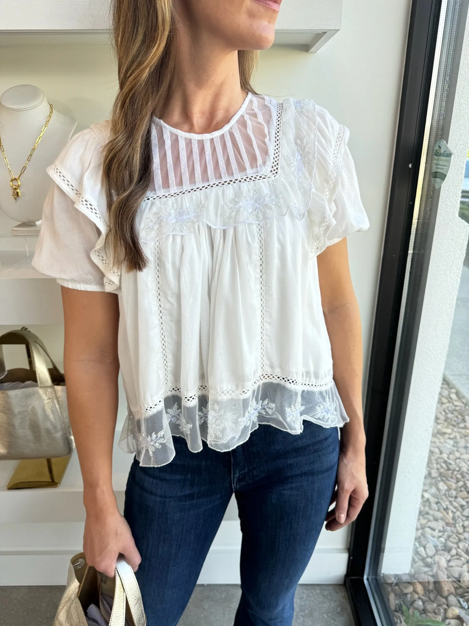 Ivory Serafina Embellished Top