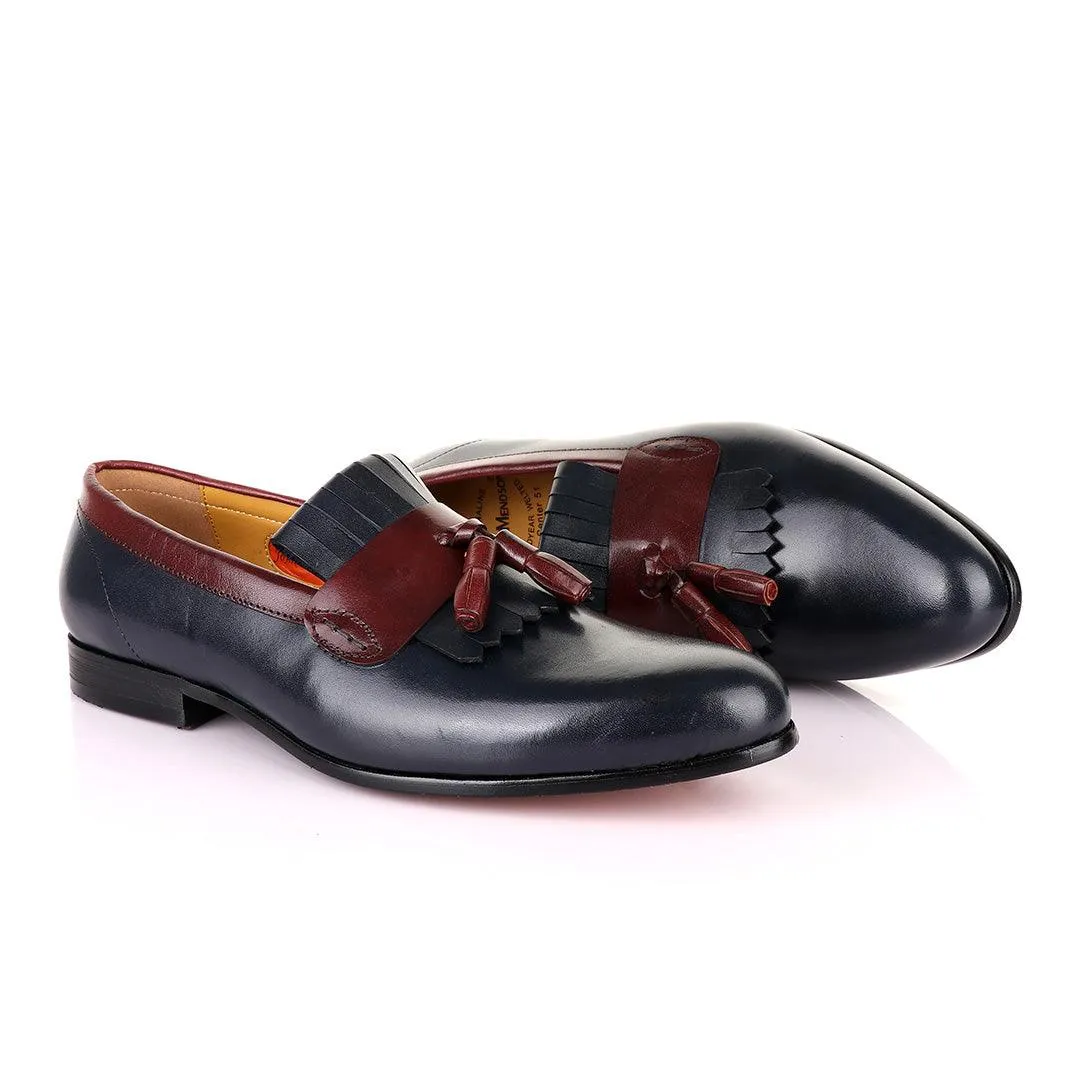 John Mendson Welted Crafted Blue and Brown tassel Loafers Shoe