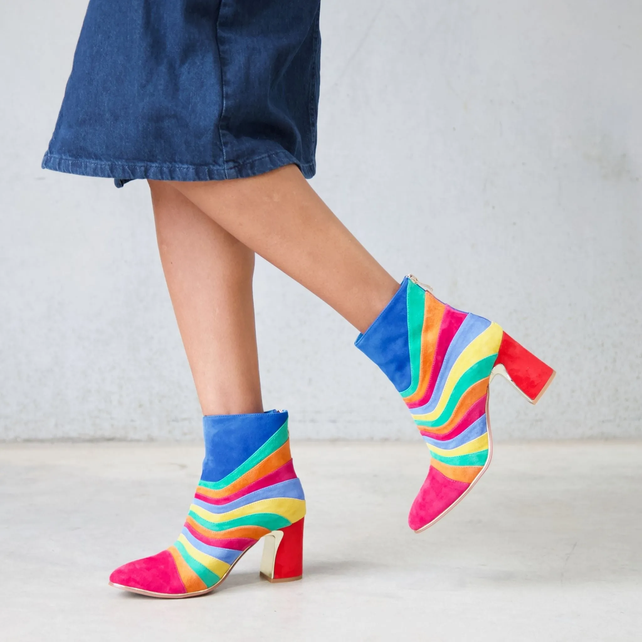 Kattat Bright Multi Suede Ankle Boots