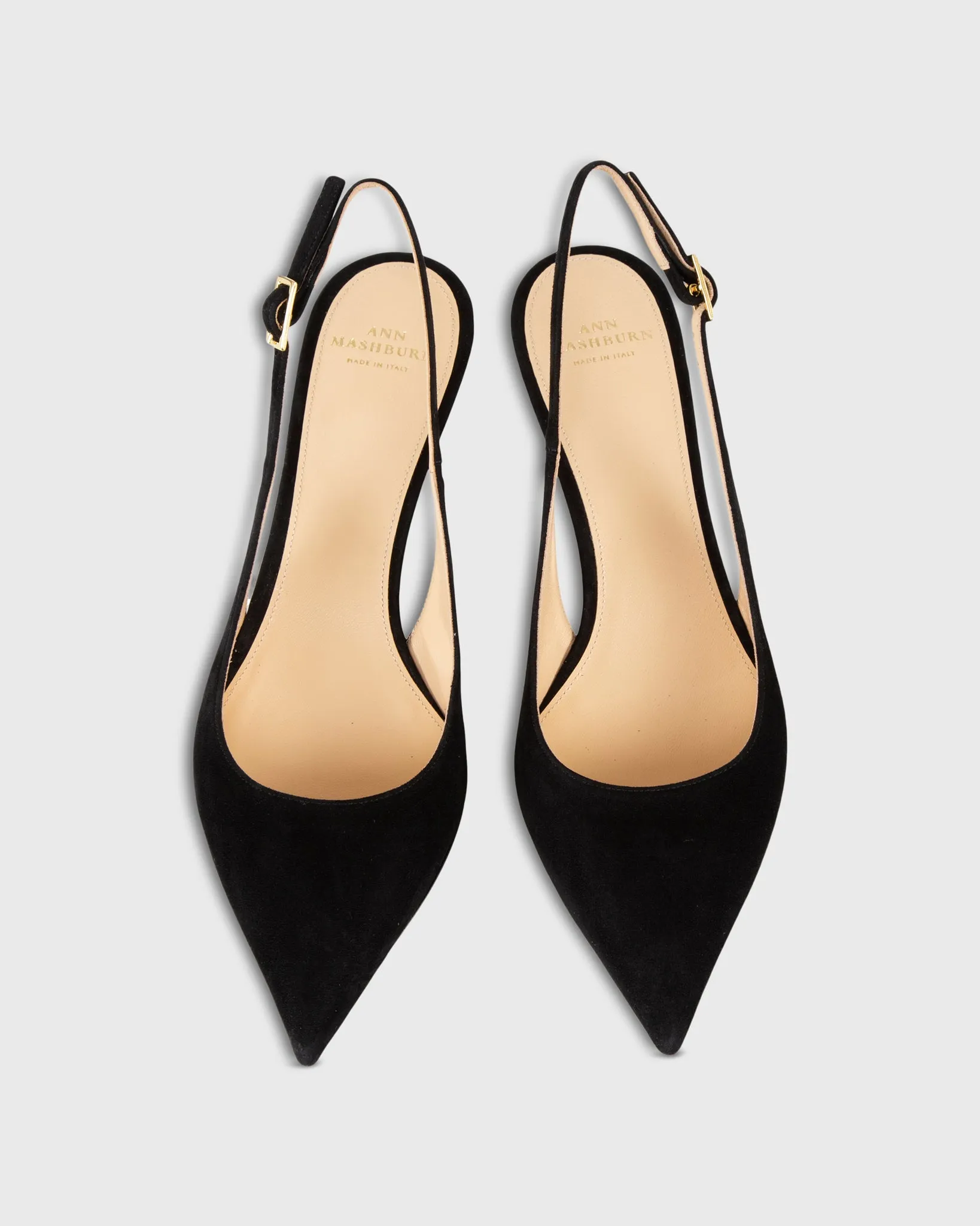 Kitten Heel Slingback in Black Suede