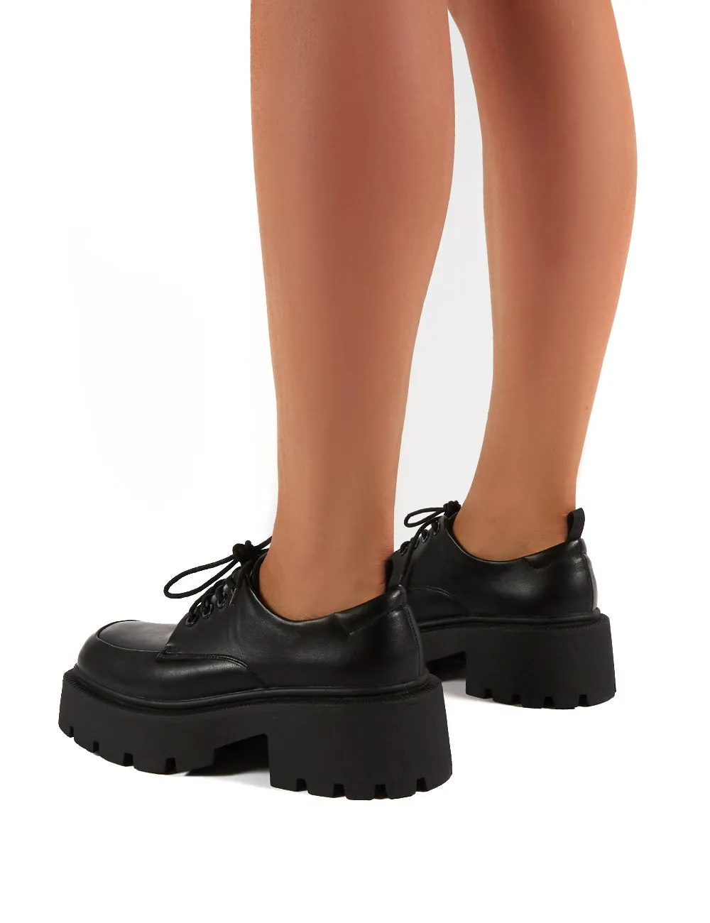 Koop Black Lace up Platform Brogues