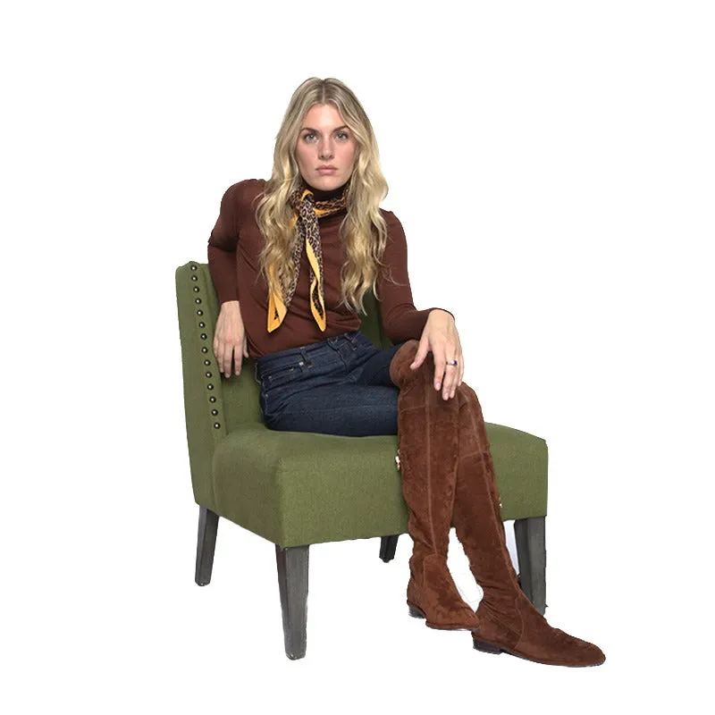 Landers Suede Over The Knee High Heel Boots by SoleMani