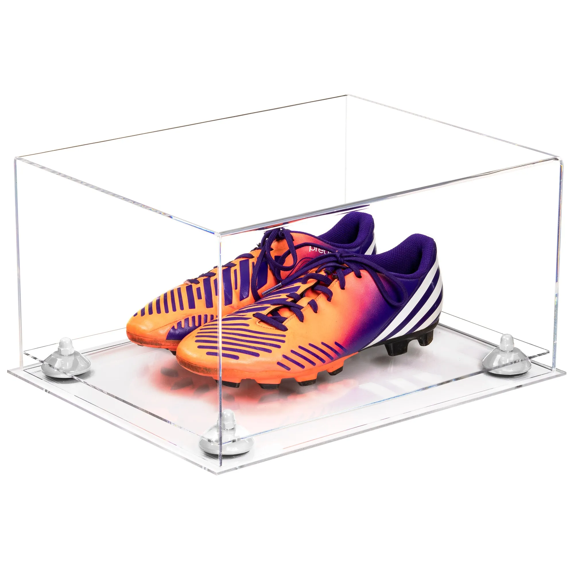 Large Display Case for Small Basketball High Top Shoes, Sneaker(s), Lacrosse, Soccer, & Football Cleats with Clear Case No Wall Mount