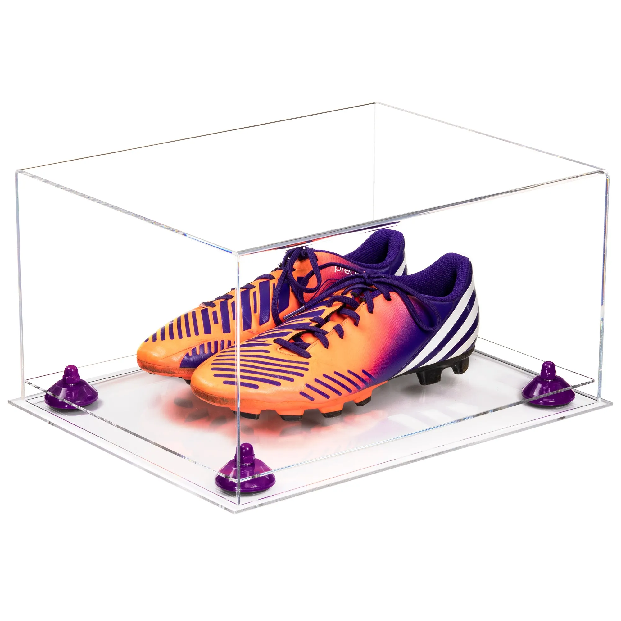 Large Display Case for Small Basketball High Top Shoes, Sneaker(s), Lacrosse, Soccer, & Football Cleats with Clear Case No Wall Mount