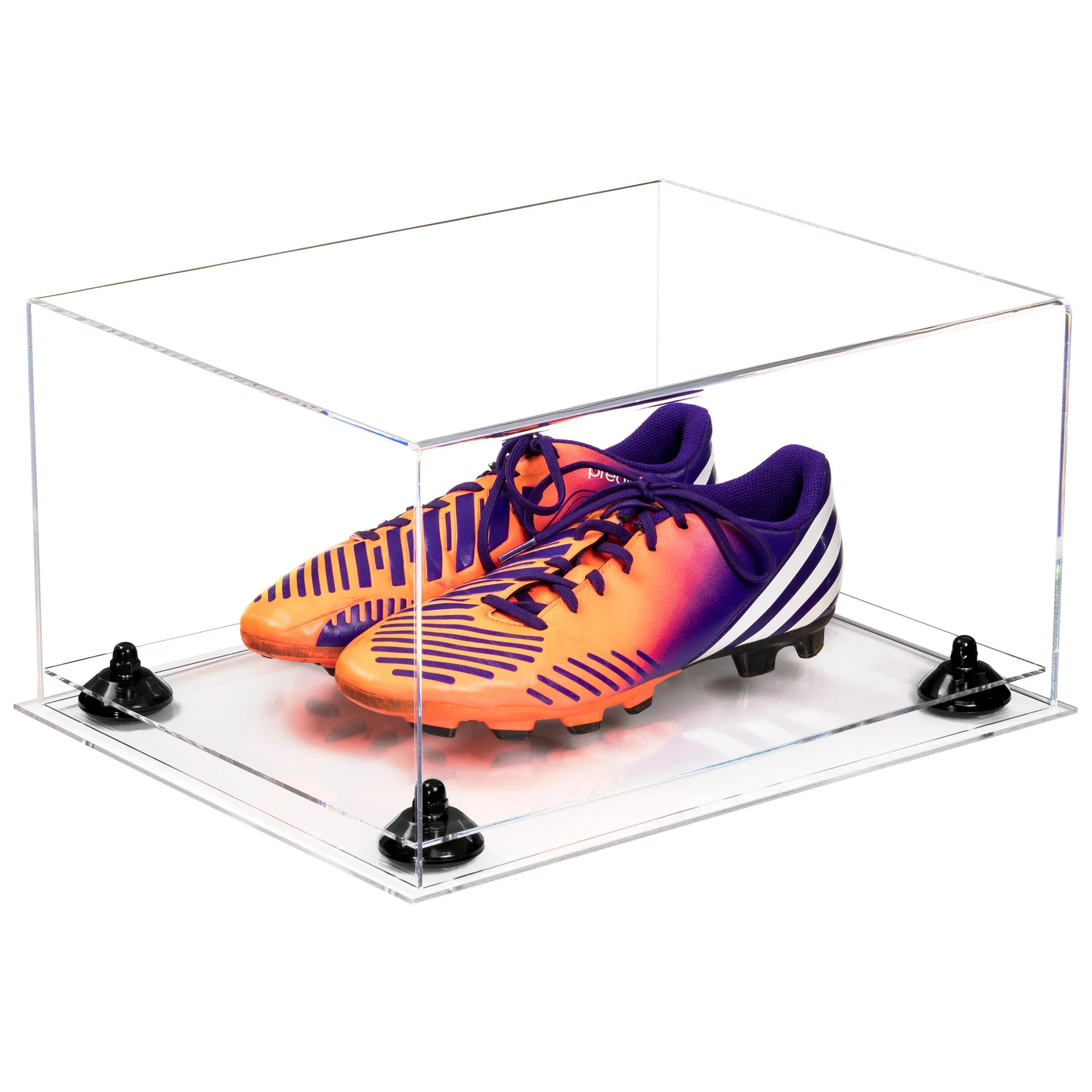 Large Display Case for Small Basketball High Top Shoes, Sneaker(s), Lacrosse, Soccer, & Football Cleats with Clear Case No Wall Mount