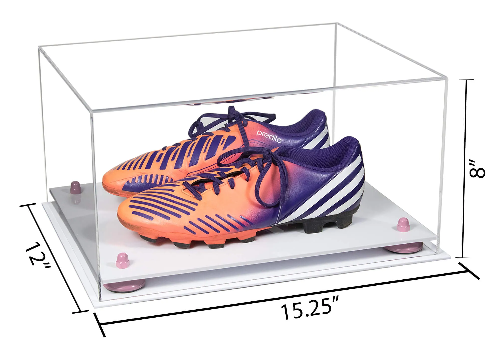 Large Display Case for Small Basketball High Top Shoes, Sneaker(s), Lacrosse, Soccer, & Football Cleats with Clear Case No Wall Mount