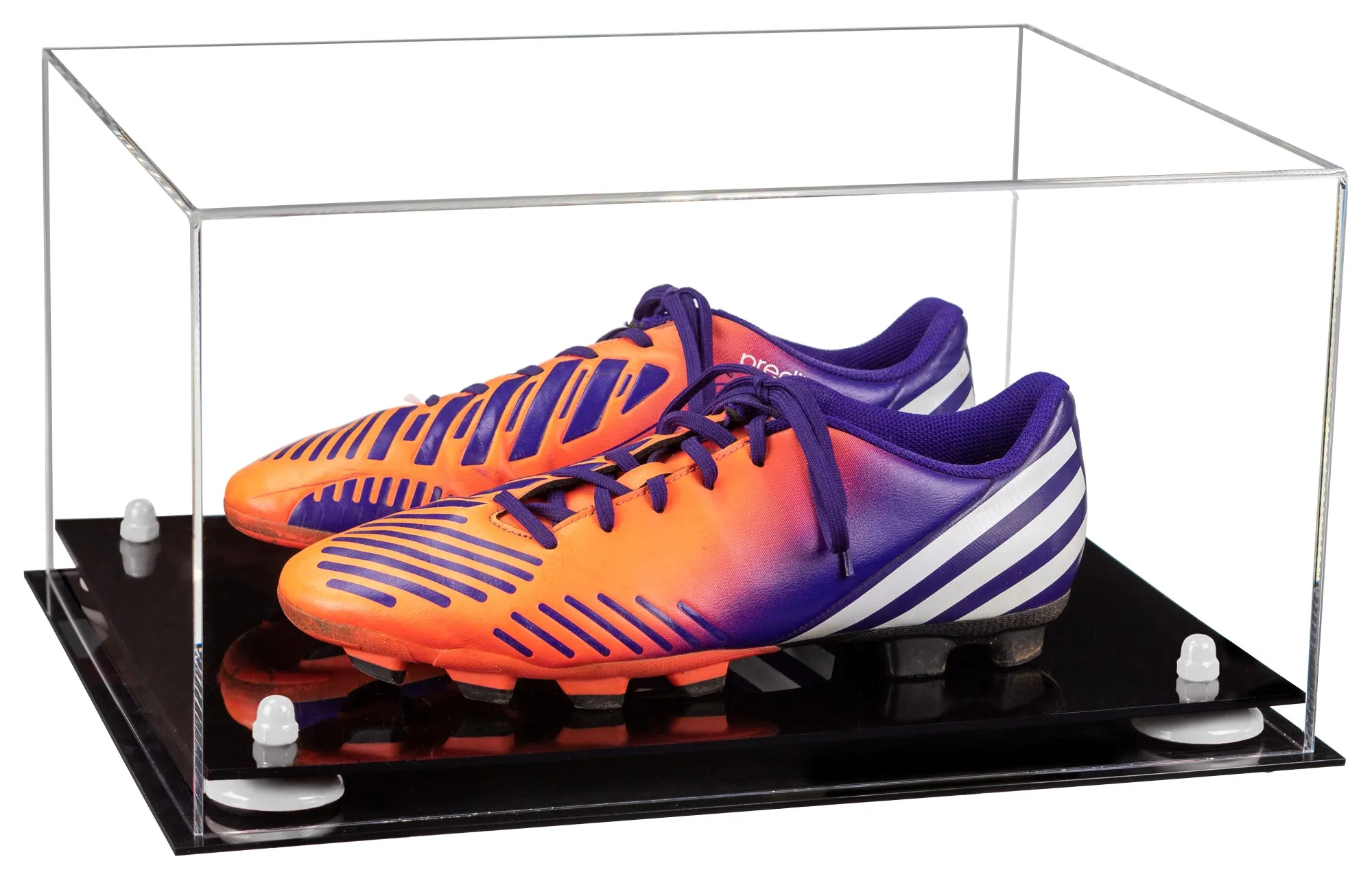 Large Display Case for Small Basketball High Top Shoes, Sneaker(s), Lacrosse, Soccer, & Football Cleats with Clear Case No Wall Mount