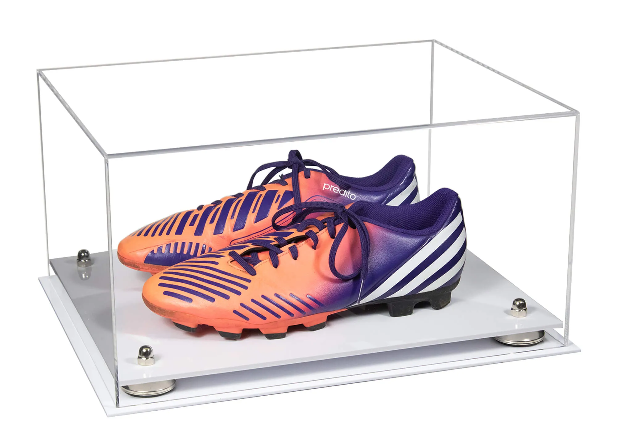 Large Display Case for Small Basketball High Top Shoes, Sneaker(s), Lacrosse, Soccer, & Football Cleats with Clear Case No Wall Mount