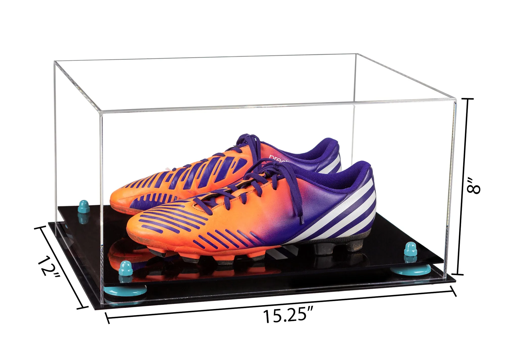 Large Display Case for Small Basketball High Top Shoes, Sneaker(s), Lacrosse, Soccer, & Football Cleats with Clear Case No Wall Mount