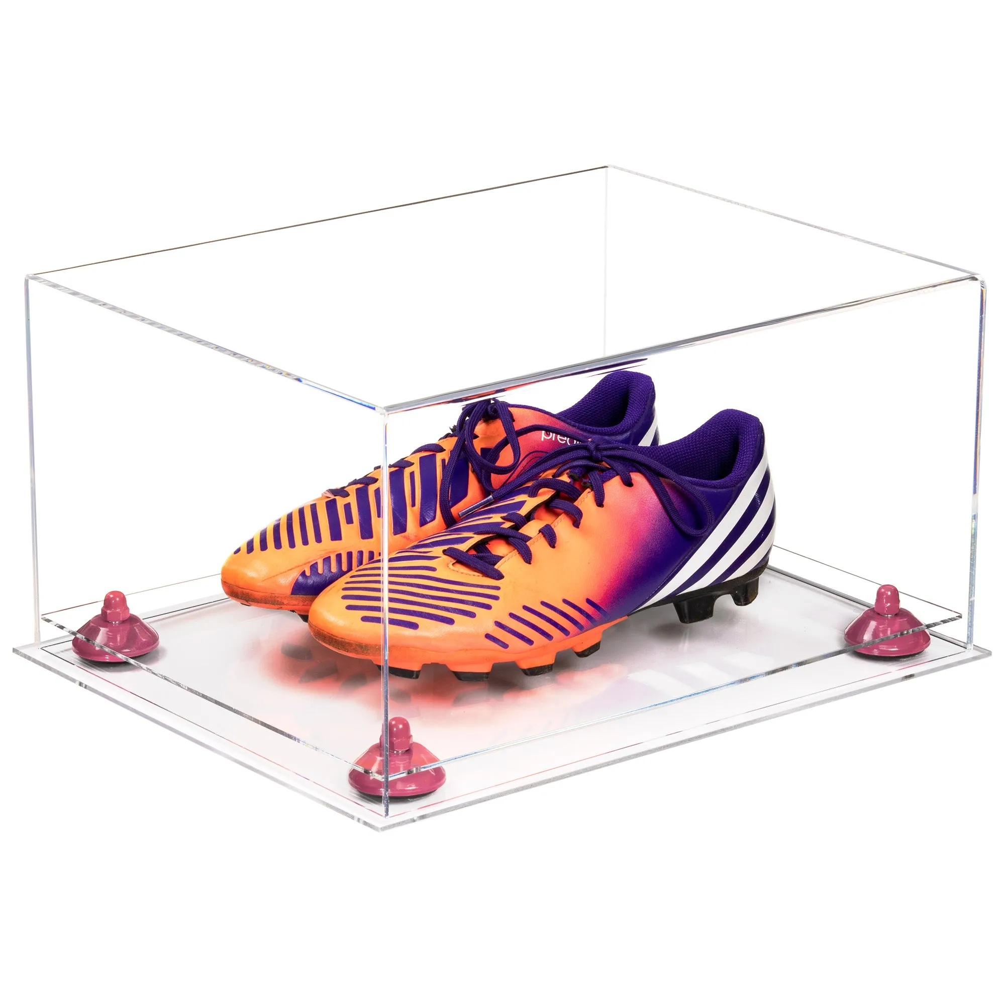 Large Display Case for Small Basketball High Top Shoes, Sneaker(s), Lacrosse, Soccer, & Football Cleats with Clear Case No Wall Mount