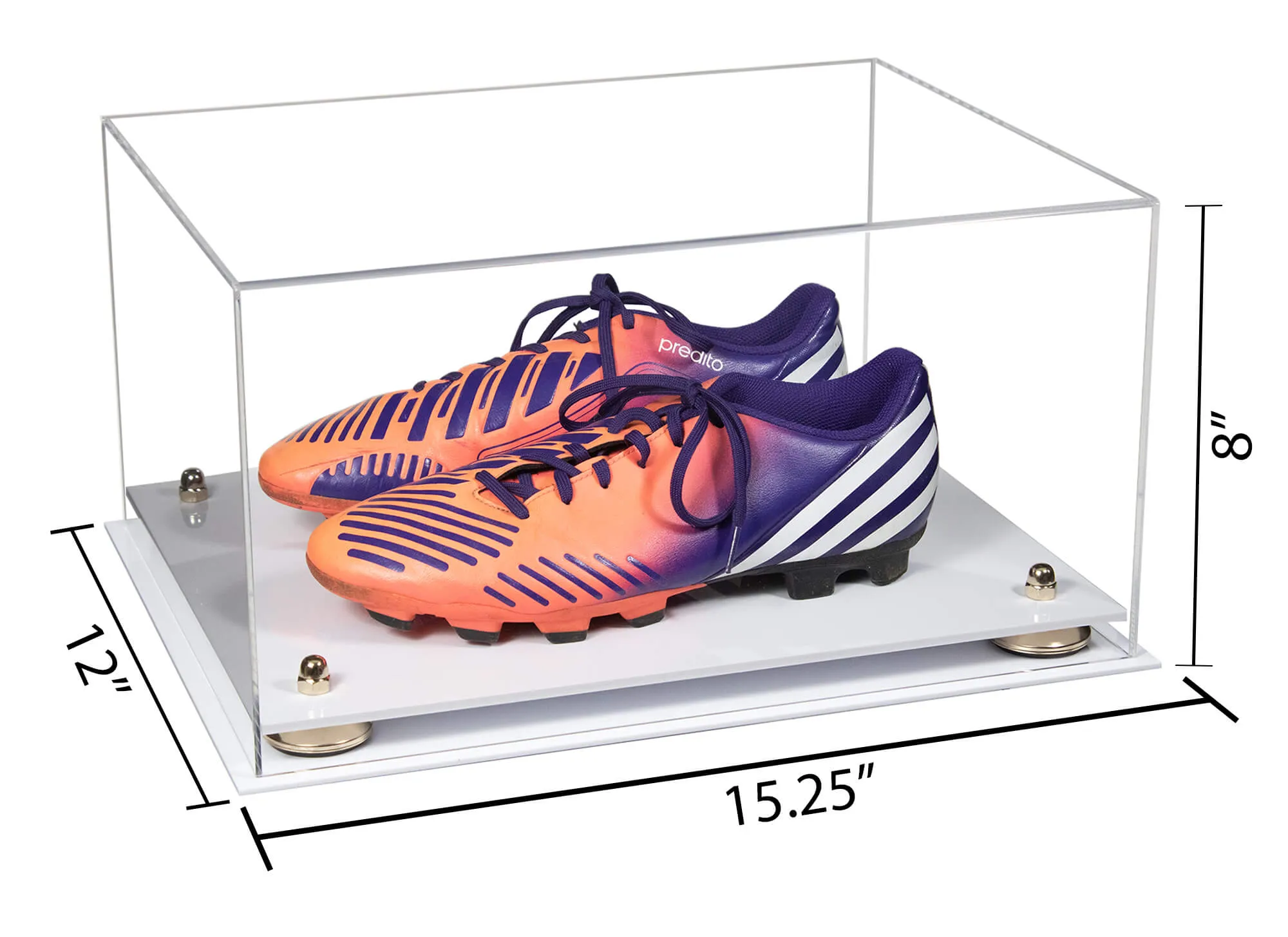 Large Display Case for Small Basketball High Top Shoes, Sneaker(s), Lacrosse, Soccer, & Football Cleats with Clear Case No Wall Mount