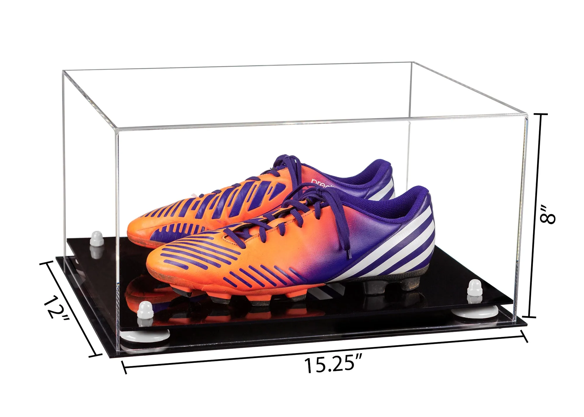 Large Display Case for Small Basketball High Top Shoes, Sneaker(s), Lacrosse, Soccer, & Football Cleats with Clear Case No Wall Mount