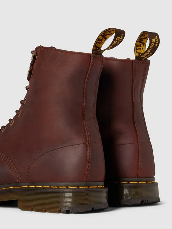 Leather lace-up boots with decorative stitching, model Pascal Dr.  Martens brown