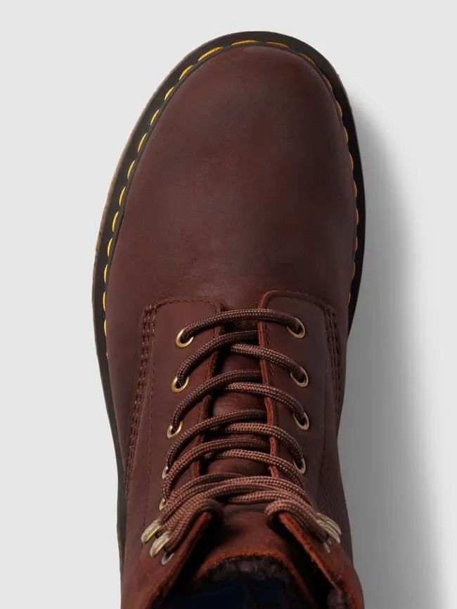 Leather lace-up boots with decorative stitching, model Pascal Dr.  Martens brown