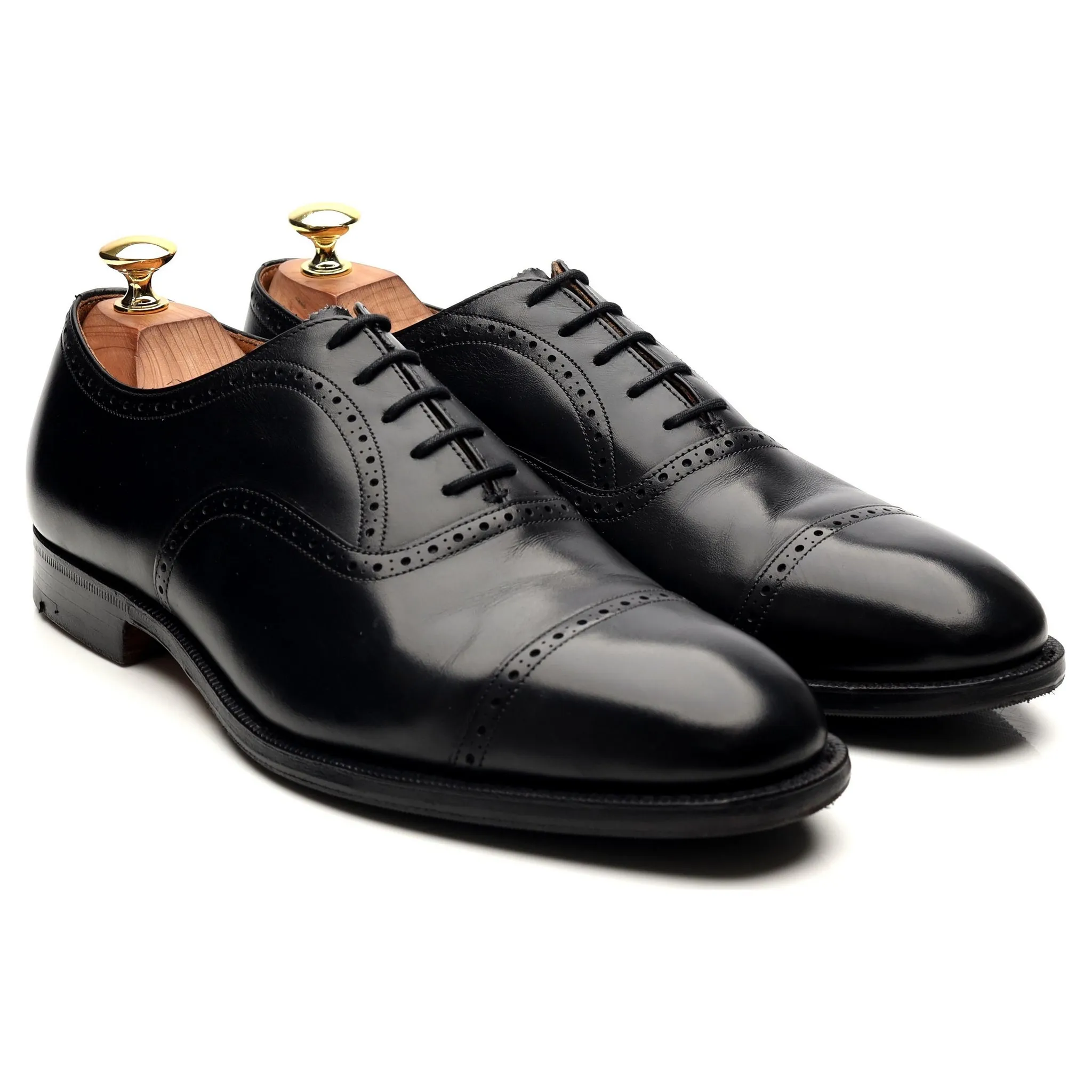 'Legate' Black Leather Oxford Semi Brogues UK 8.5 G