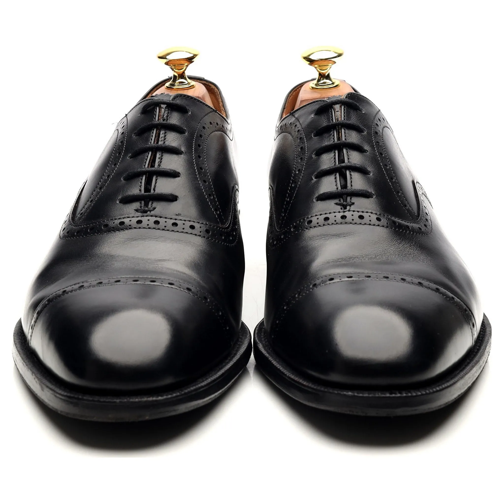 'Legate' Black Leather Oxford Semi Brogues UK 8.5 G