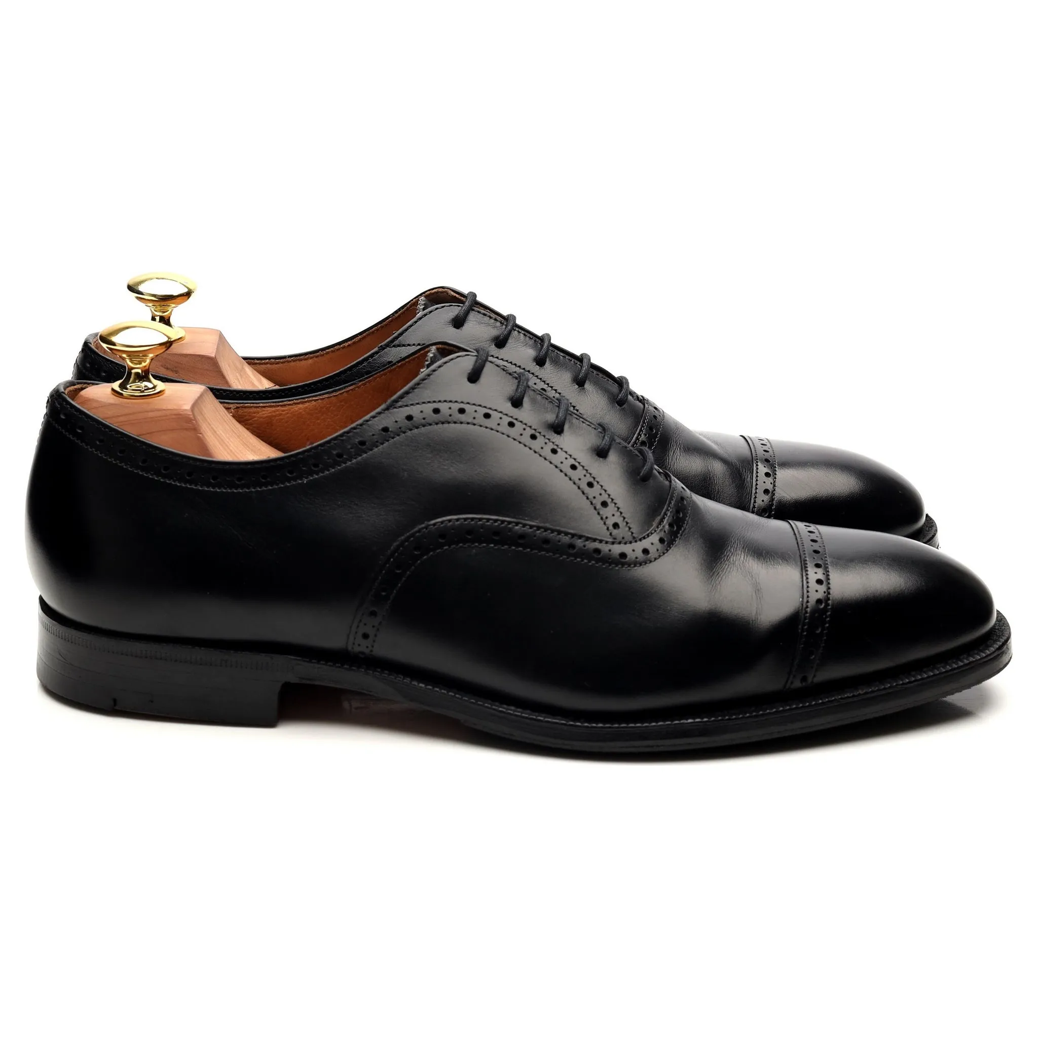 'Legate' Black Leather Oxford Semi Brogues UK 8.5 G