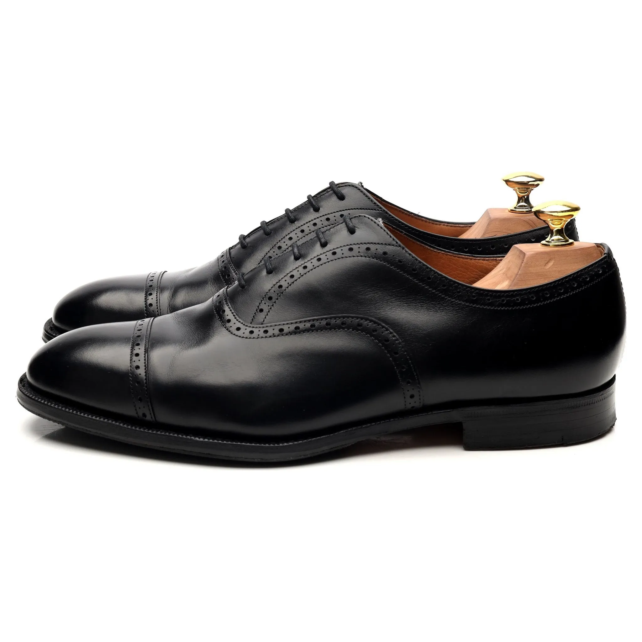 'Legate' Black Leather Oxford Semi Brogues UK 8.5 G