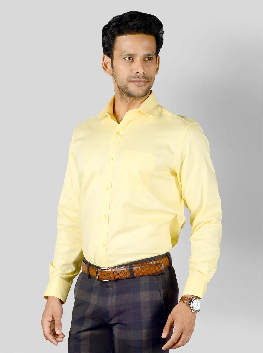 Light Yellow Dobby Regular Fit Formal Shirt | JadeBlue