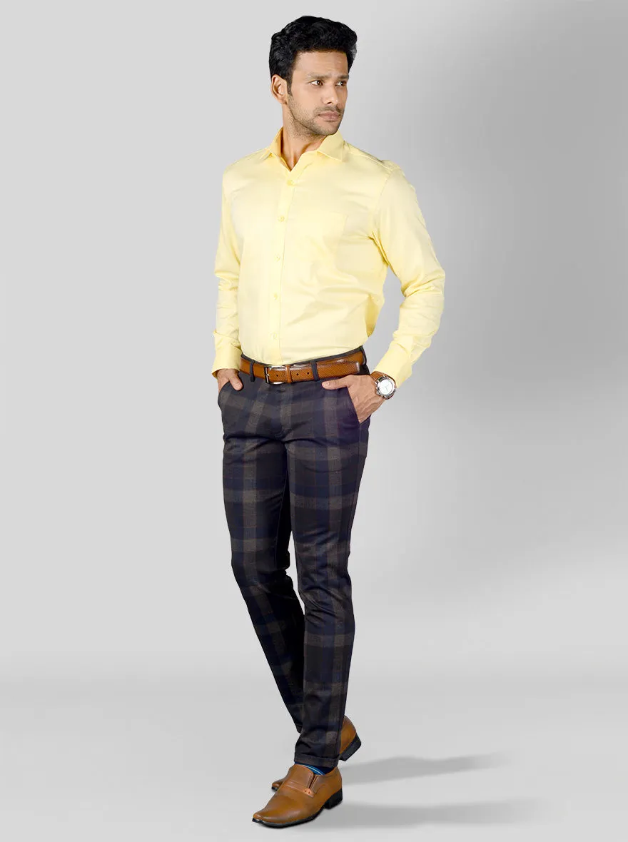 Light Yellow Dobby Regular Fit Formal Shirt | JadeBlue