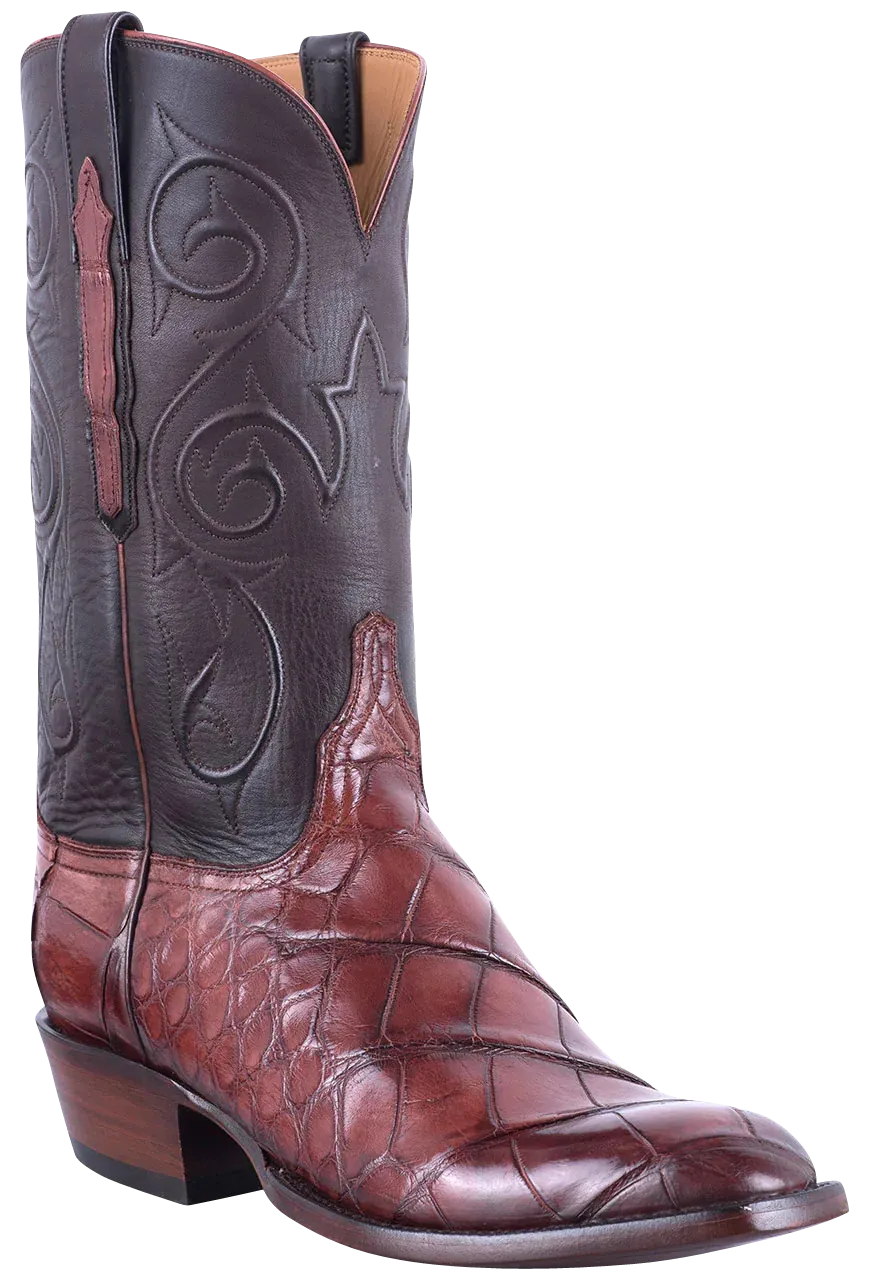 Lucchese Men's Giant Gator Cowboy Boots - Antique Italian Red