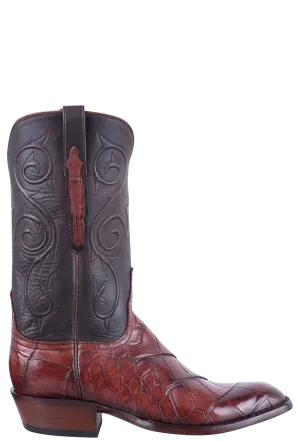 Lucchese Men's Giant Gator Cowboy Boots - Antique Italian Red