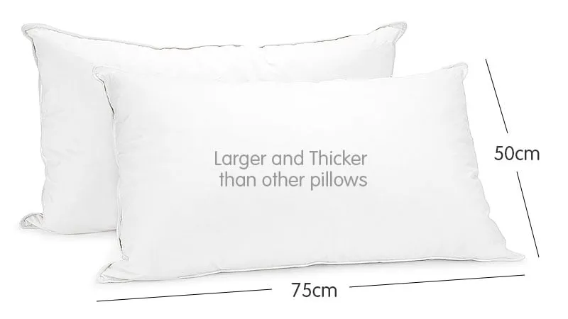 Luxury Duck Down Feather Pillows Twin Set, 1.3kg, Laura Hill