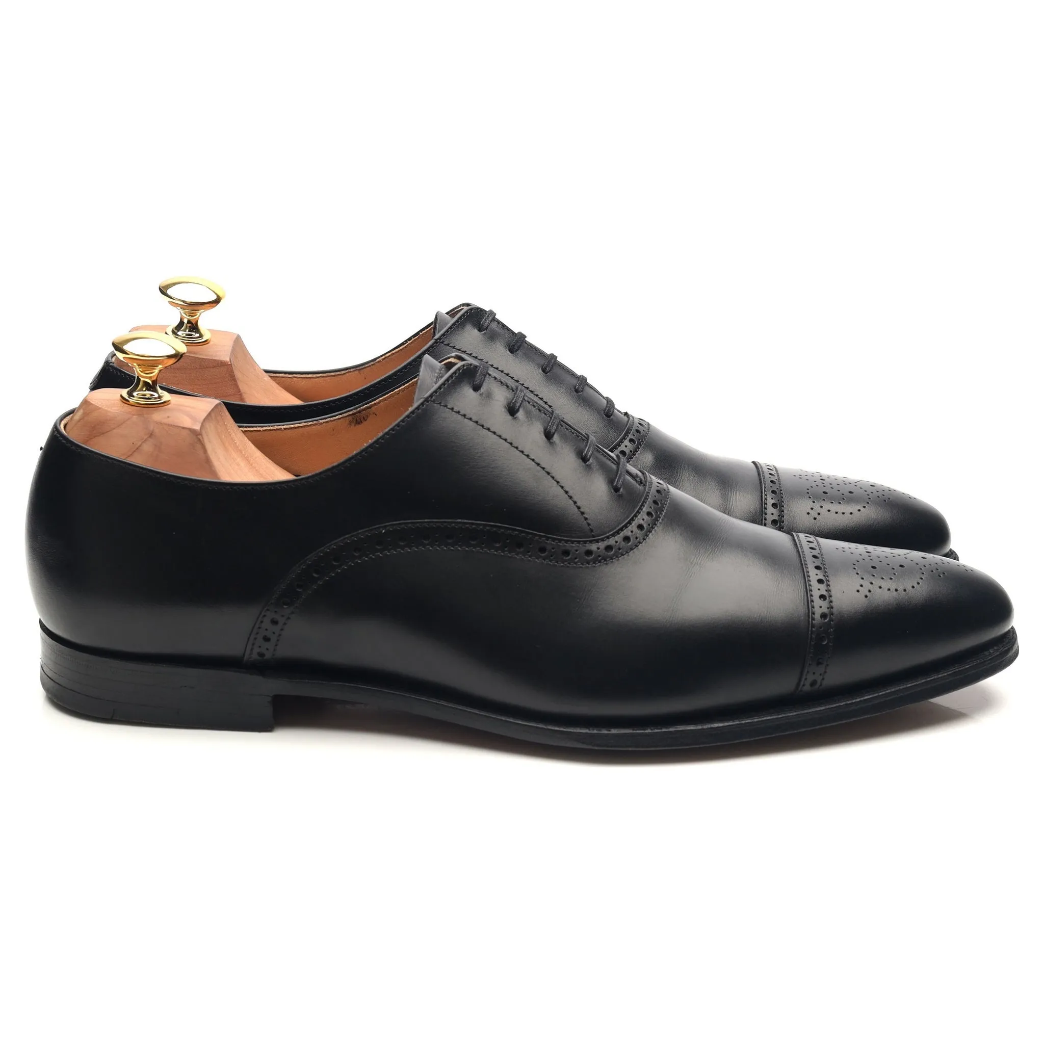 'Malton' Black Leather Oxford Semi Brogues UK 10 E