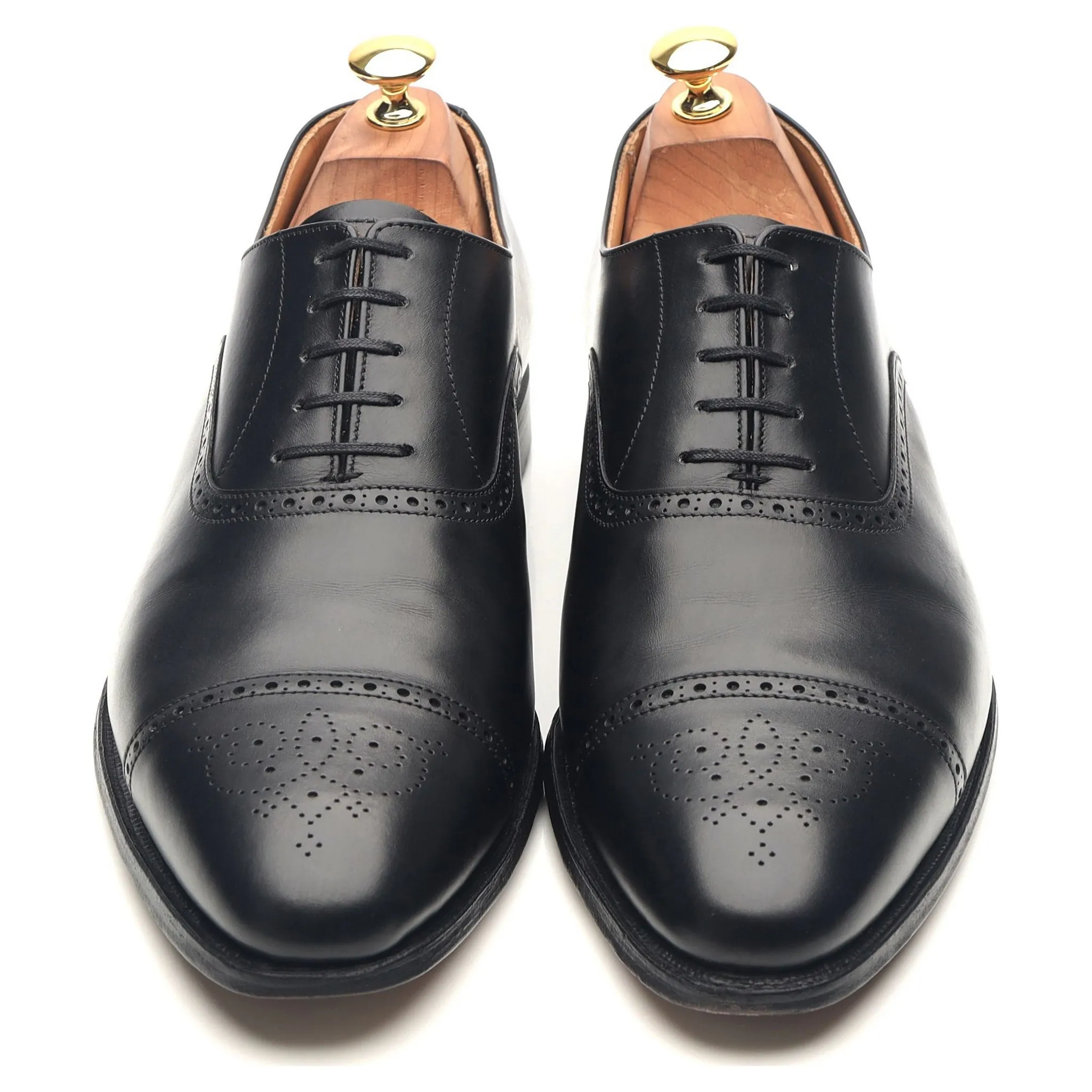 'Malton' Black Leather Oxford Semi Brogues UK 10 E