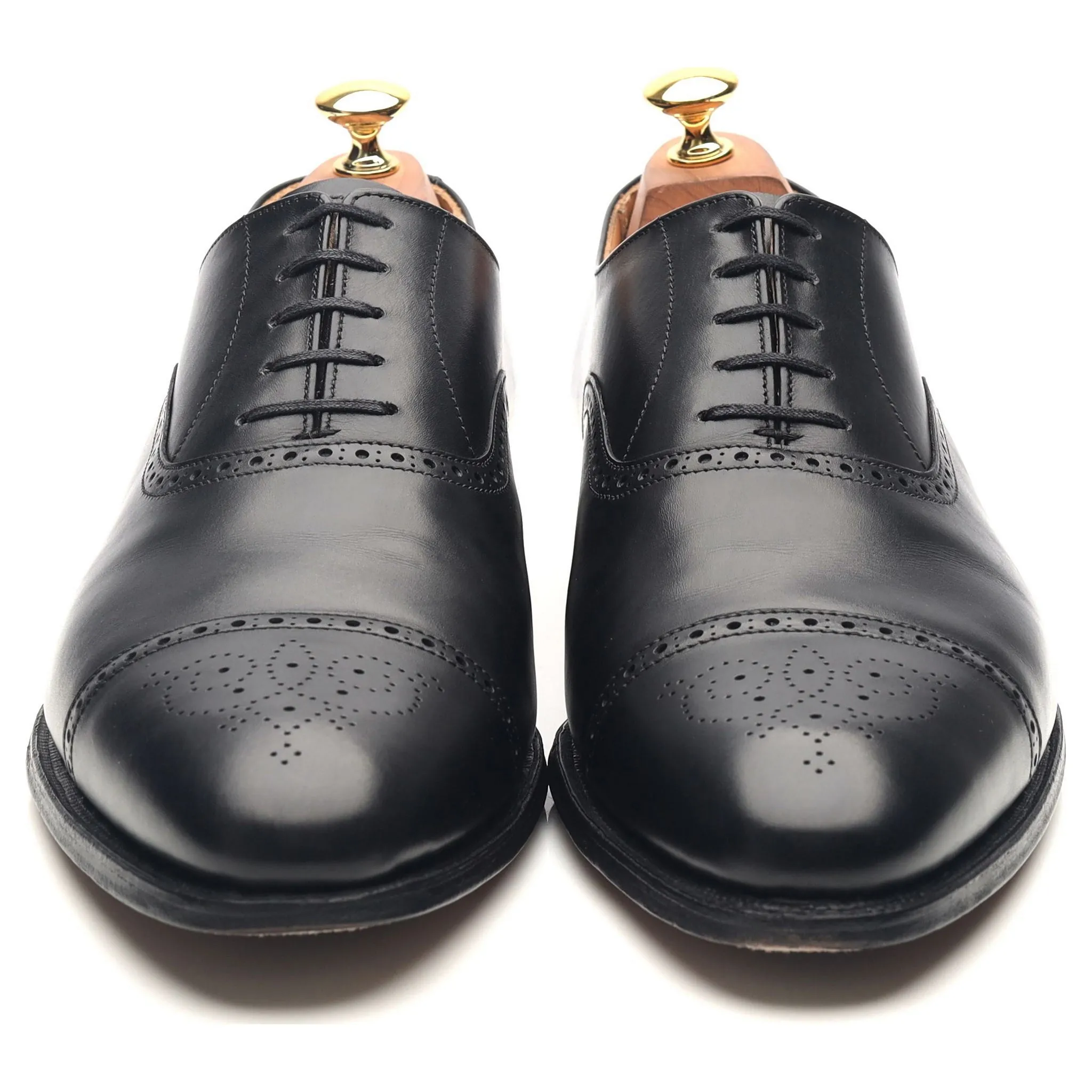 'Malton' Black Leather Oxford Semi Brogues UK 10 E