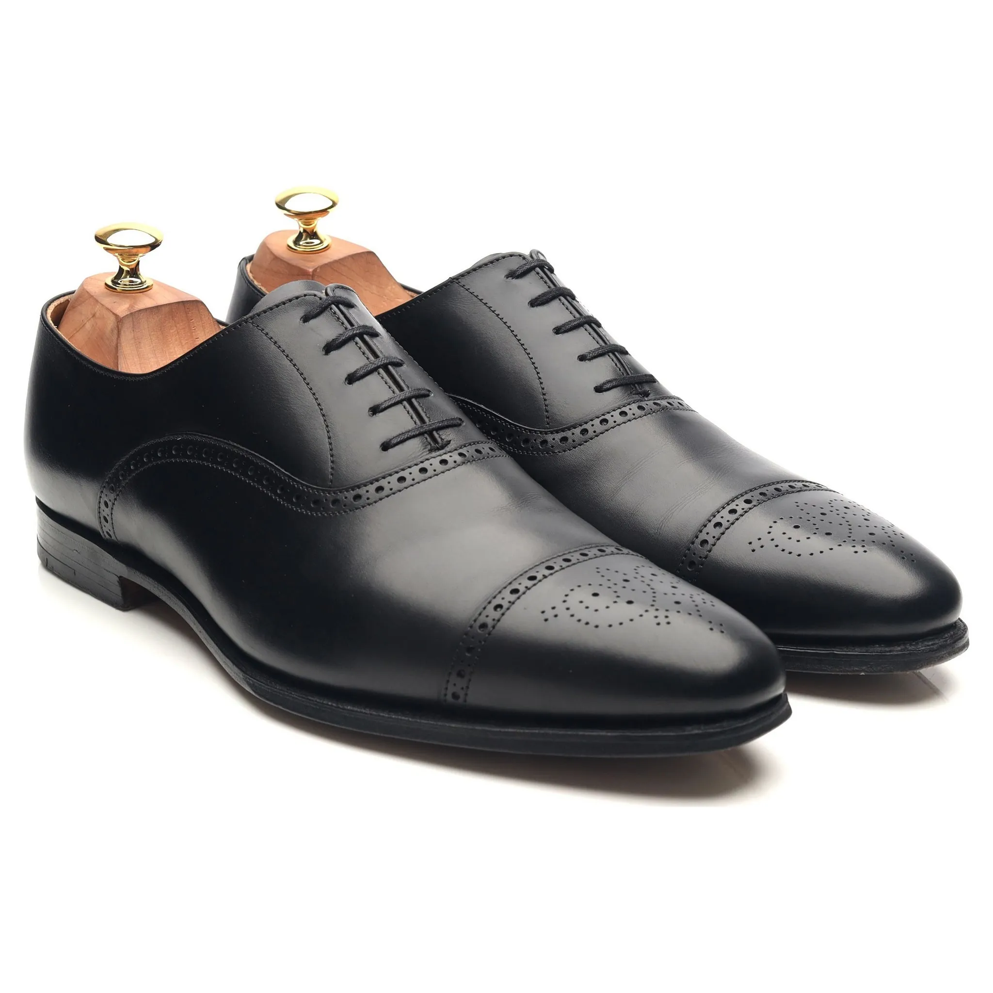 'Malton' Black Leather Oxford Semi Brogues UK 10 E