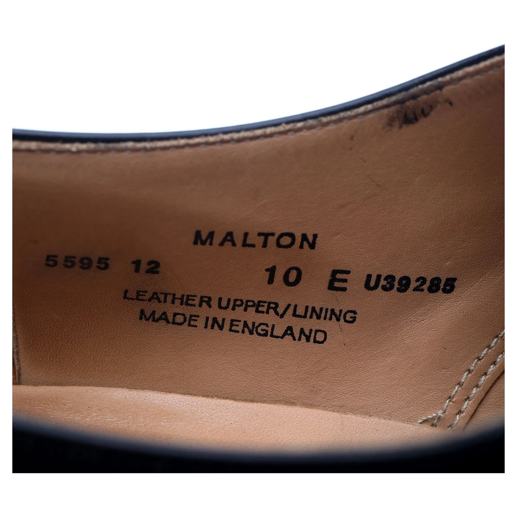 'Malton' Black Leather Oxford Semi Brogues UK 10 E