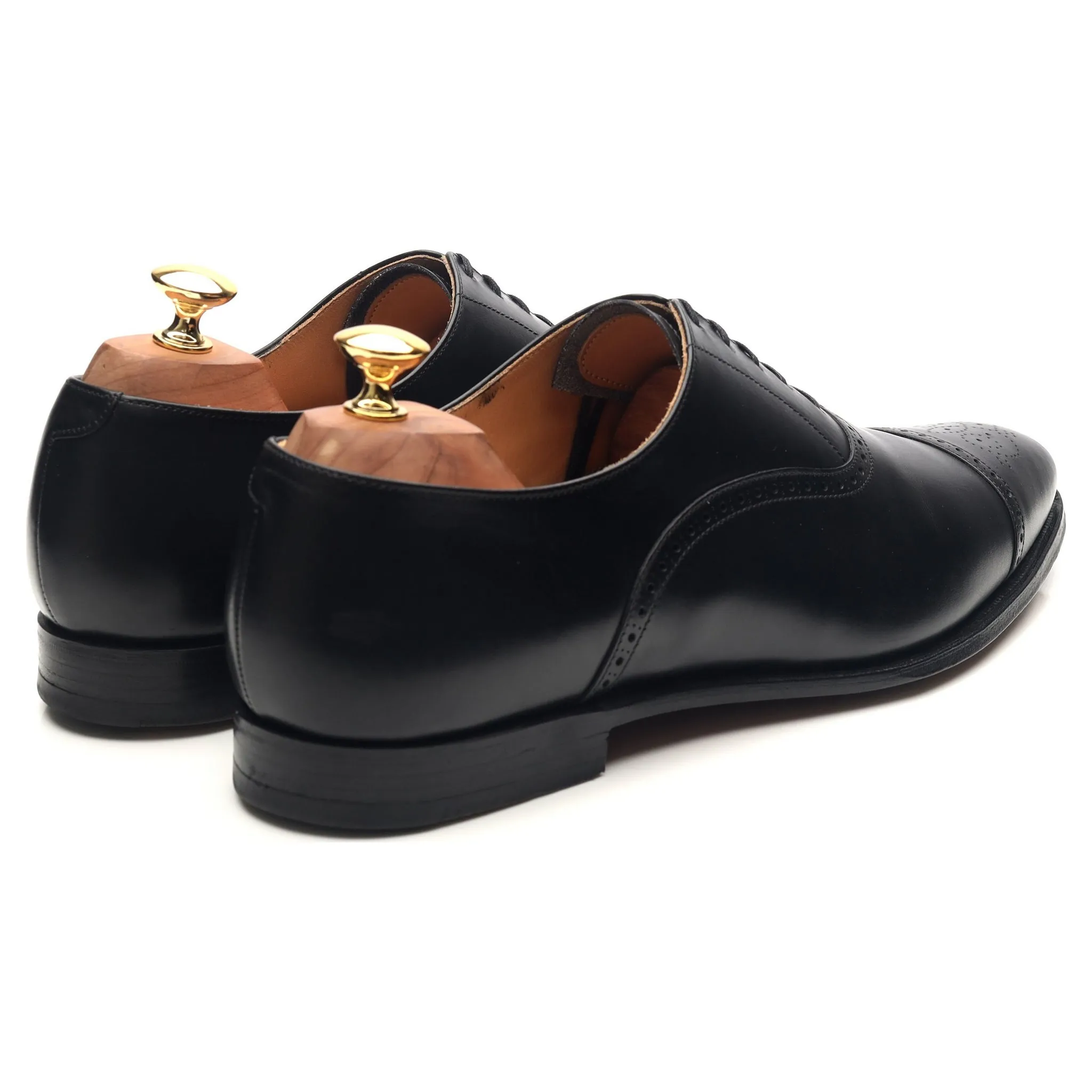 'Malton' Black Leather Oxford Semi Brogues UK 10 E