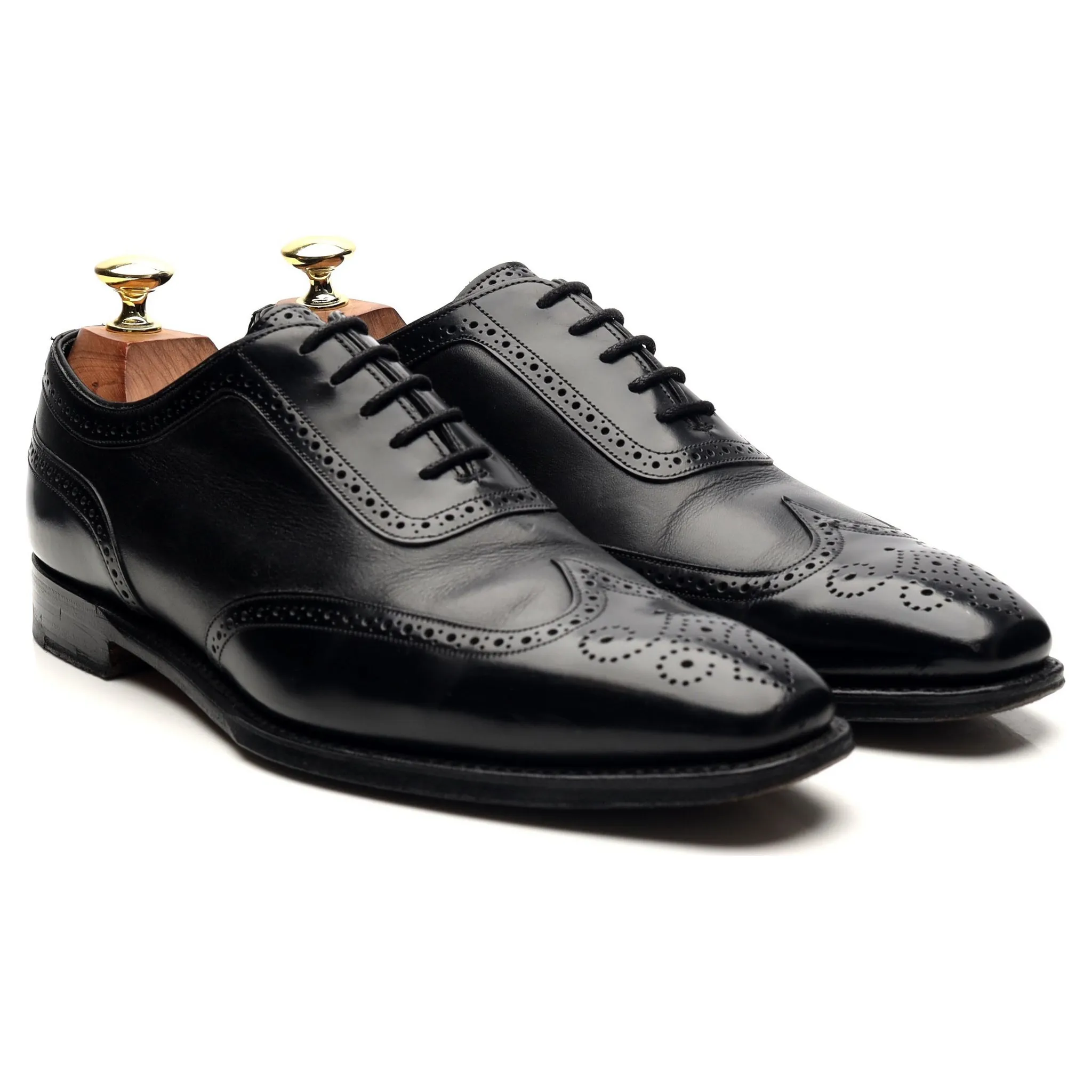 M&S Black Leather Oxford Brogues UK 7 F