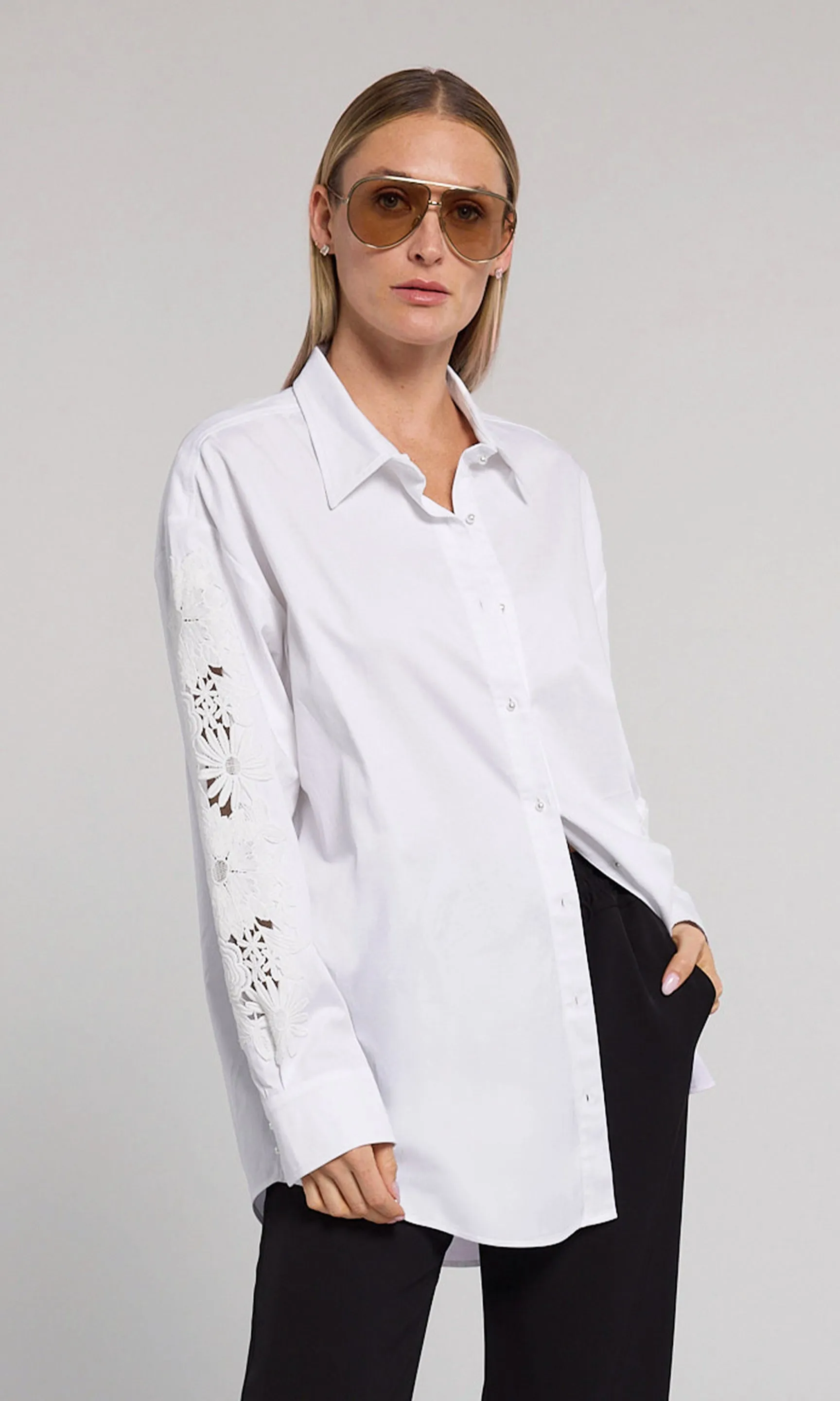 Marcel Lace Combo Poplin Shirt