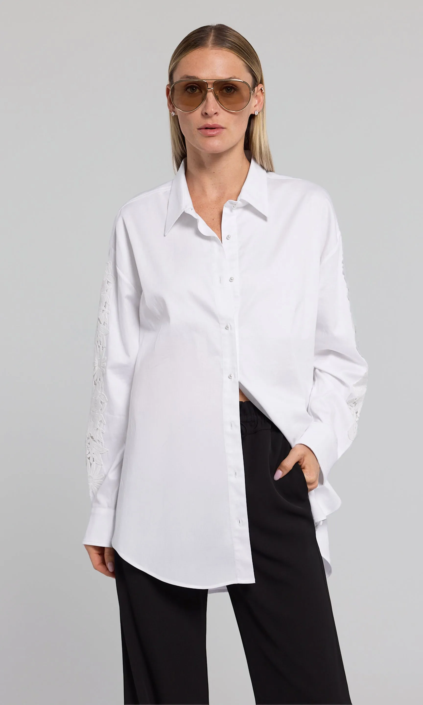 Marcel Lace Combo Poplin Shirt