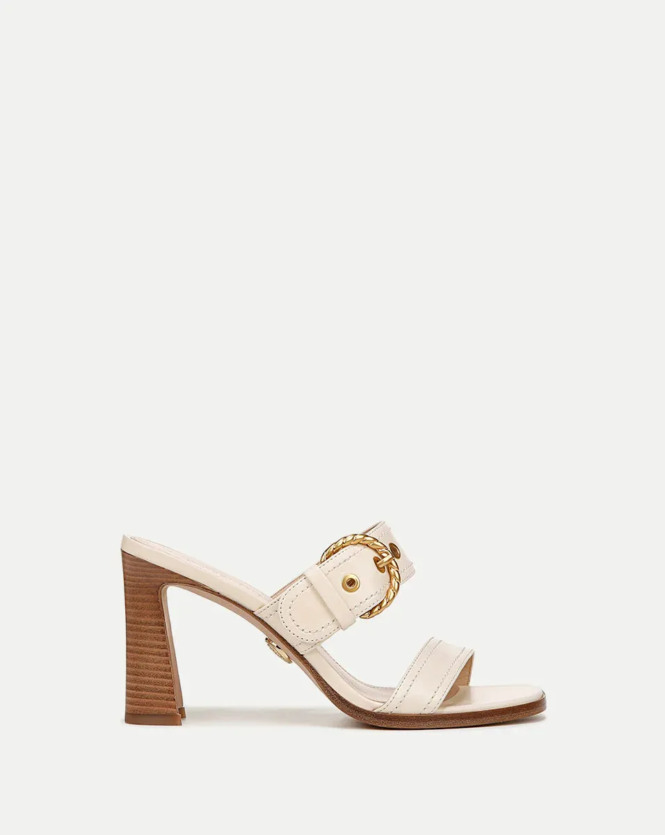 Margaux Leather Buckle Sandal - Ecru