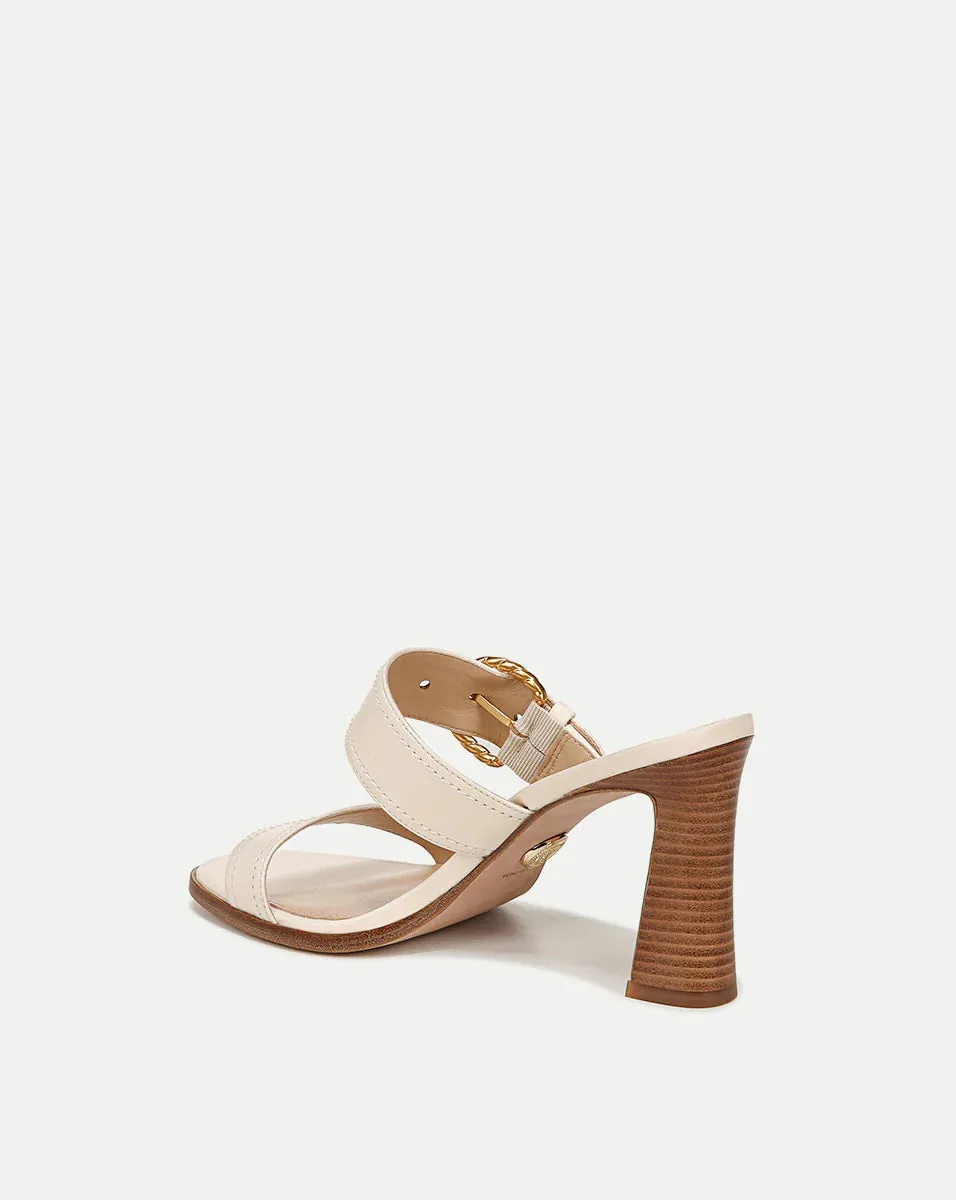 Margaux Leather Buckle Sandal - Ecru